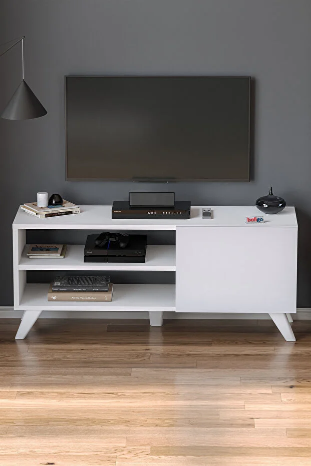 TV Sehpası Kapaklı Tv Sehpası Raflı TV Ünitesi Televizyon Sehpası 100 x 35 Cm 